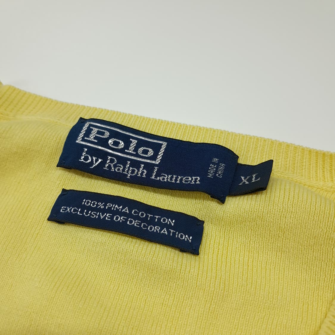 CL878 XL 폴로 90s 피마코튼 브이넥 옐로우 조끼 베스트 상품이미지3