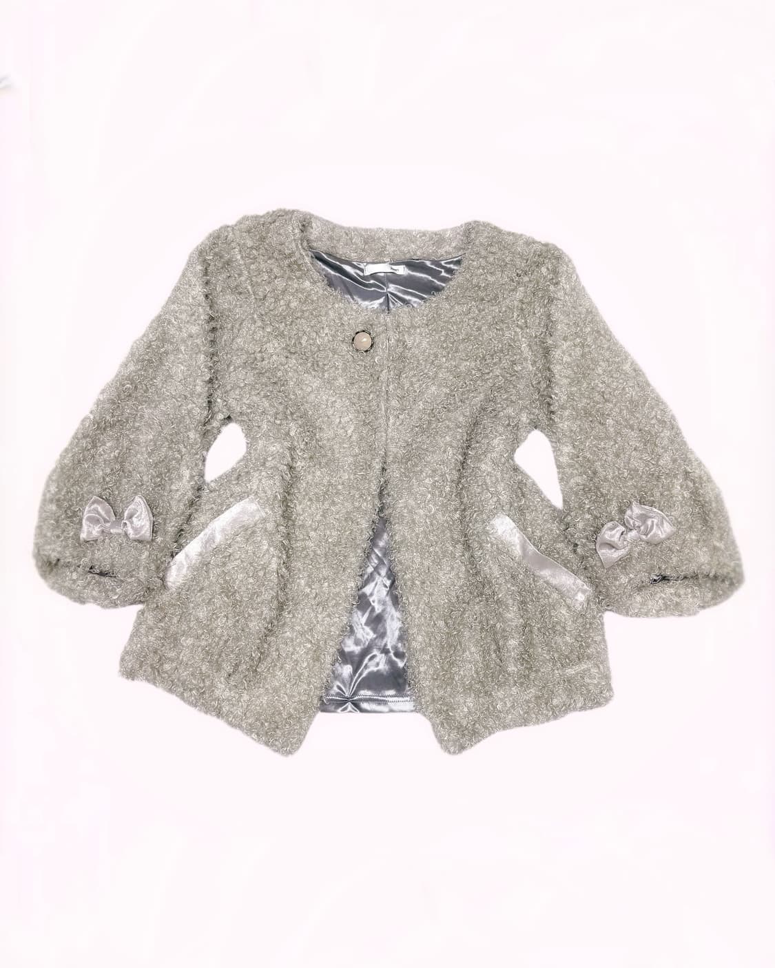 러블리갸루 필수템 폭닥 리본 디테일 가디건 자켓 상품이미지3