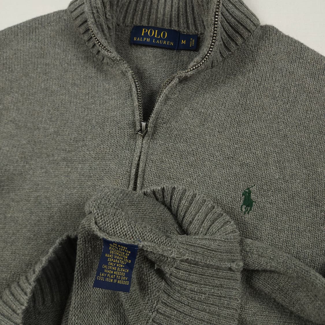 M(95)폴로 랄프로렌 코튼 반집업니트 그레이 상품이미지6