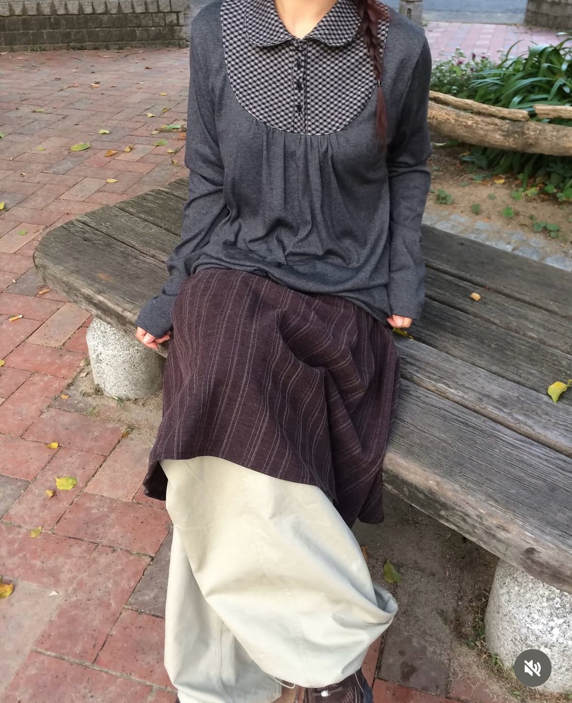 예잇 yeet 아이니 세로줄 플레어 스커트 빈티지 레이어드 스커트 상품이미지3