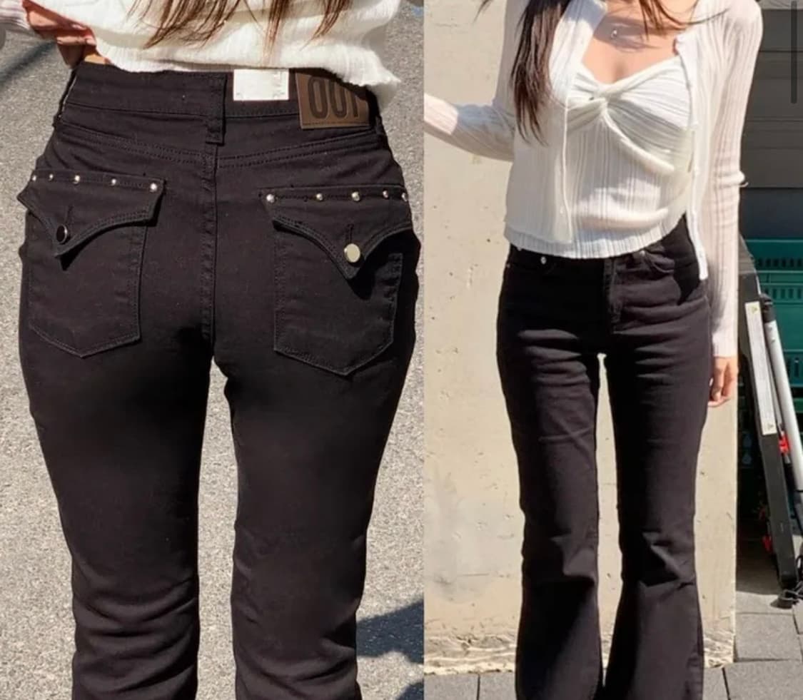 Ootj 스터드 블랙 부츠컷 팬츠 상품이미지2