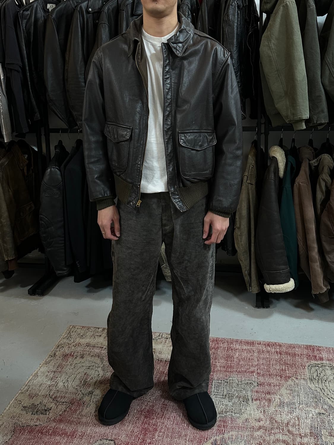 80's USA Made 아비렉스 A2 레더 봄버 자켓 고트스킨 상품이미지10