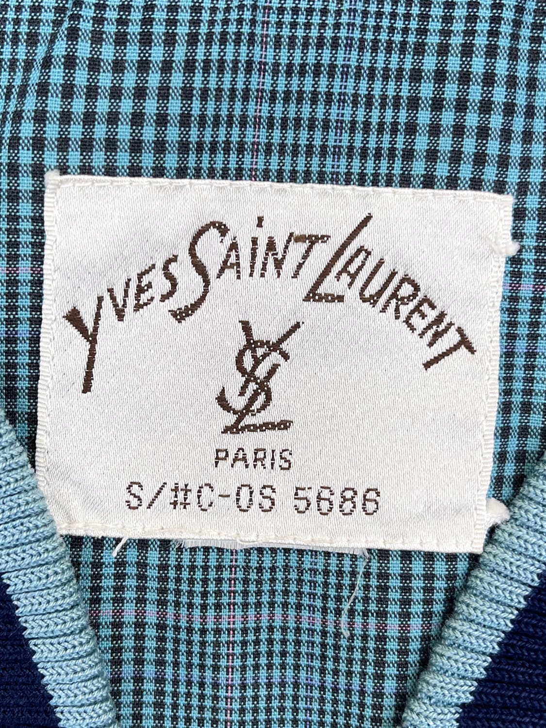 입생로랑 90s YSL 로고 체크 블루종 상품이미지6