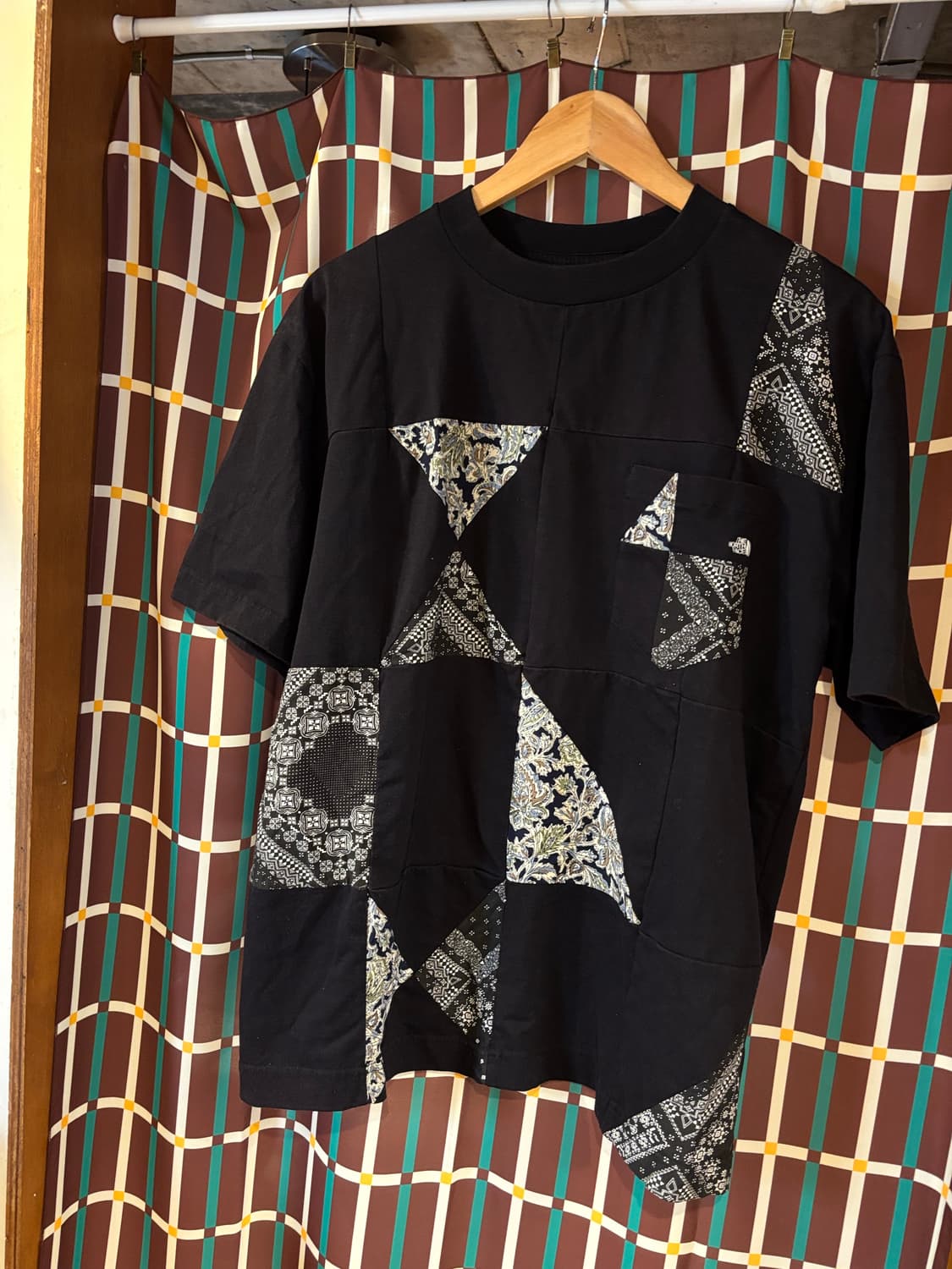 노스페이스 퍼플라벨 패치워크 블랙 반팔 티셔츠 상품이미지2