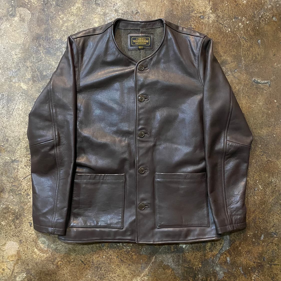 네이버후드 브라운 가죽 자켓 M 상품이미지1