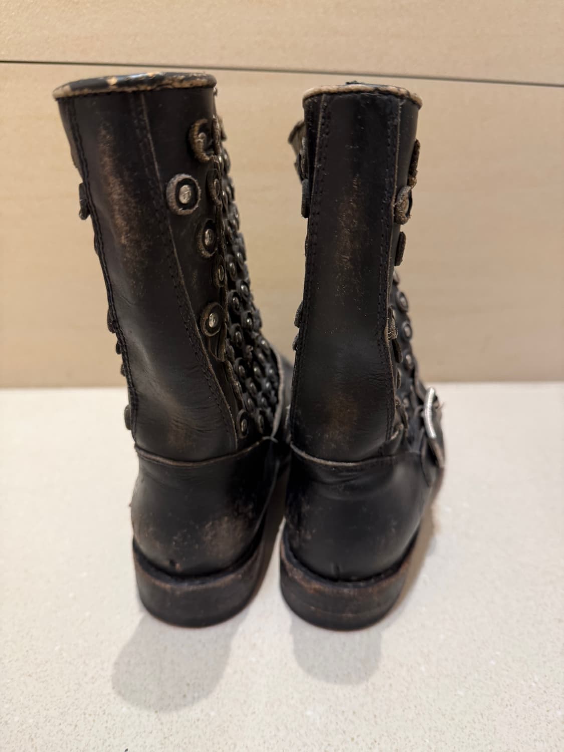 FRYE 프라이 블랙 스터드 부츠 6.5 앵클부츠 바이커 미들부츠 디젤 상품이미지3