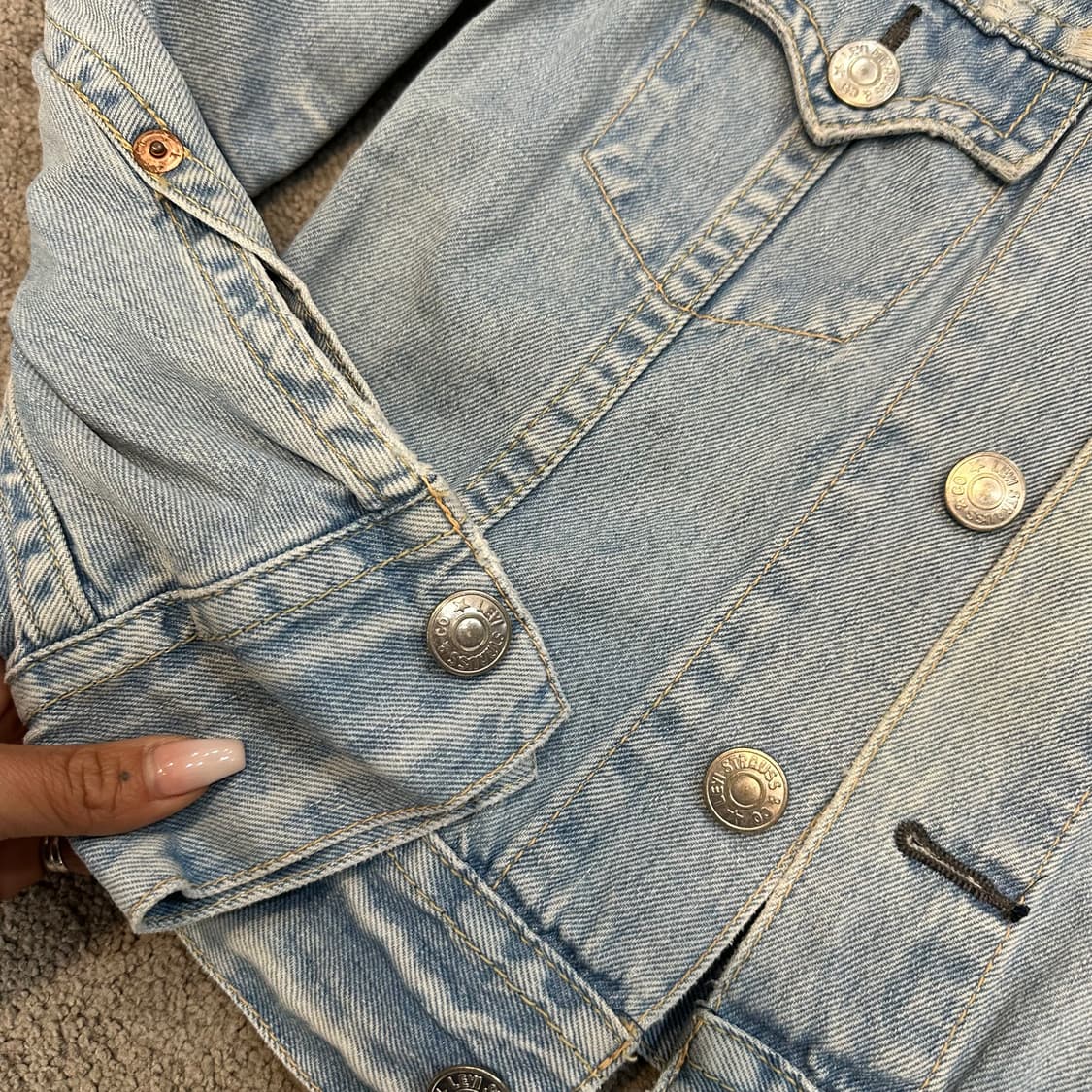 리바이스 워시 데님 크롭 트러커 자켓S 상품이미지3