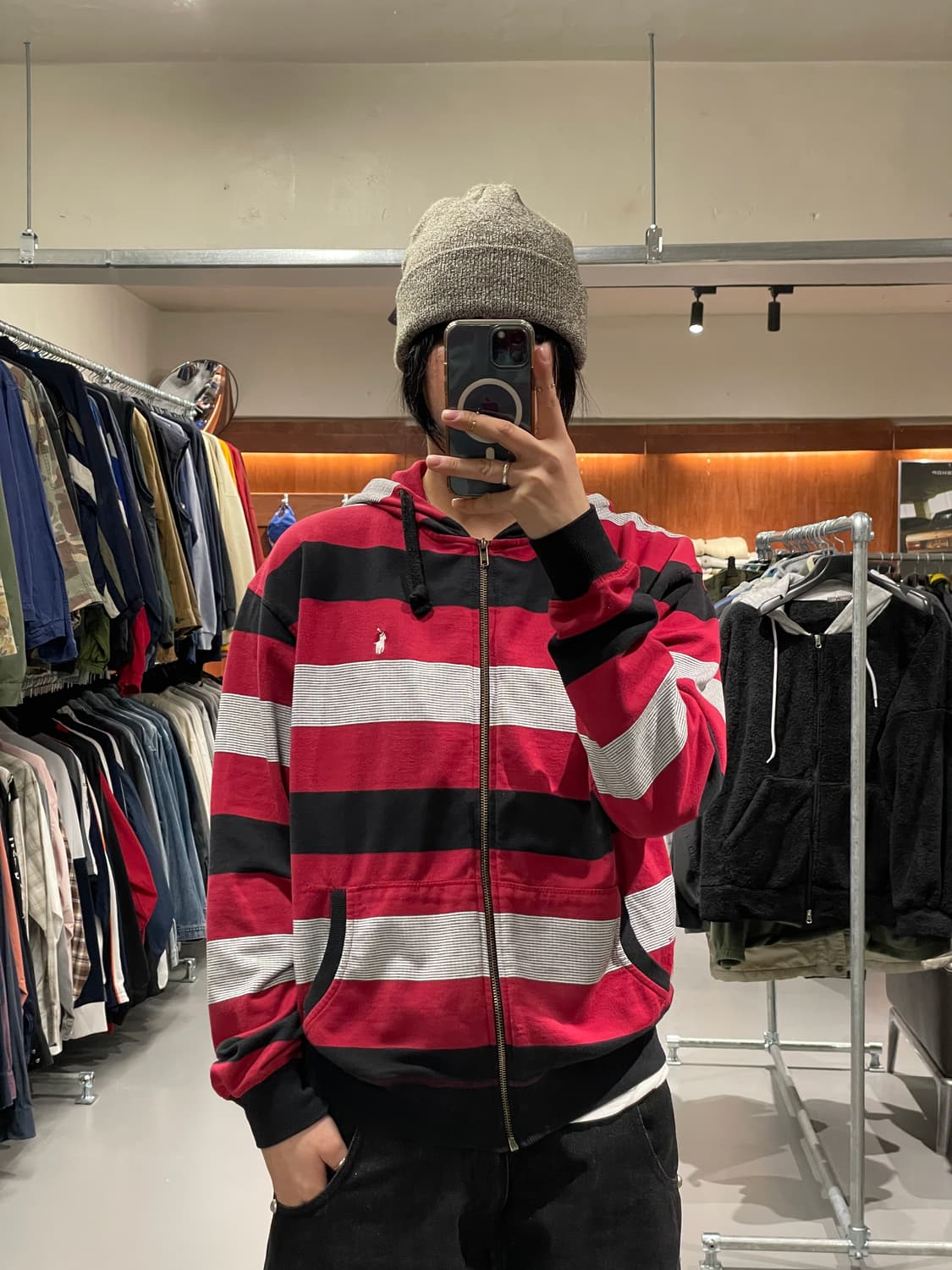 폴로 스트라이프 후드 집업   상품이미지2