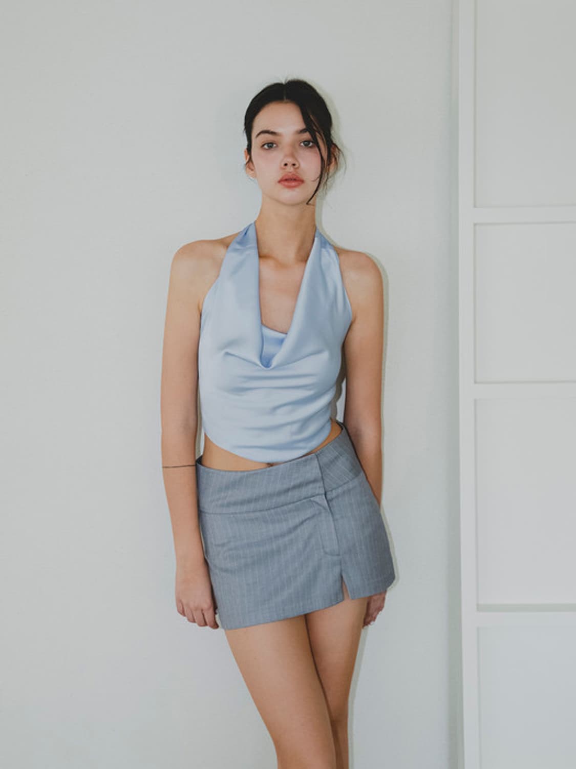 낫유어로즈 홀터넥 블루 (draping halter top) 상품이미지1