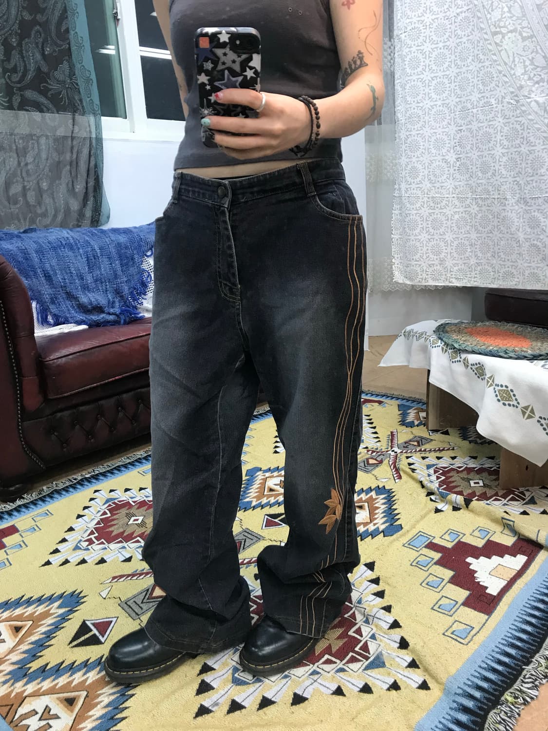 스판 자수 부츠컷 데님팬츠  상품이미지1