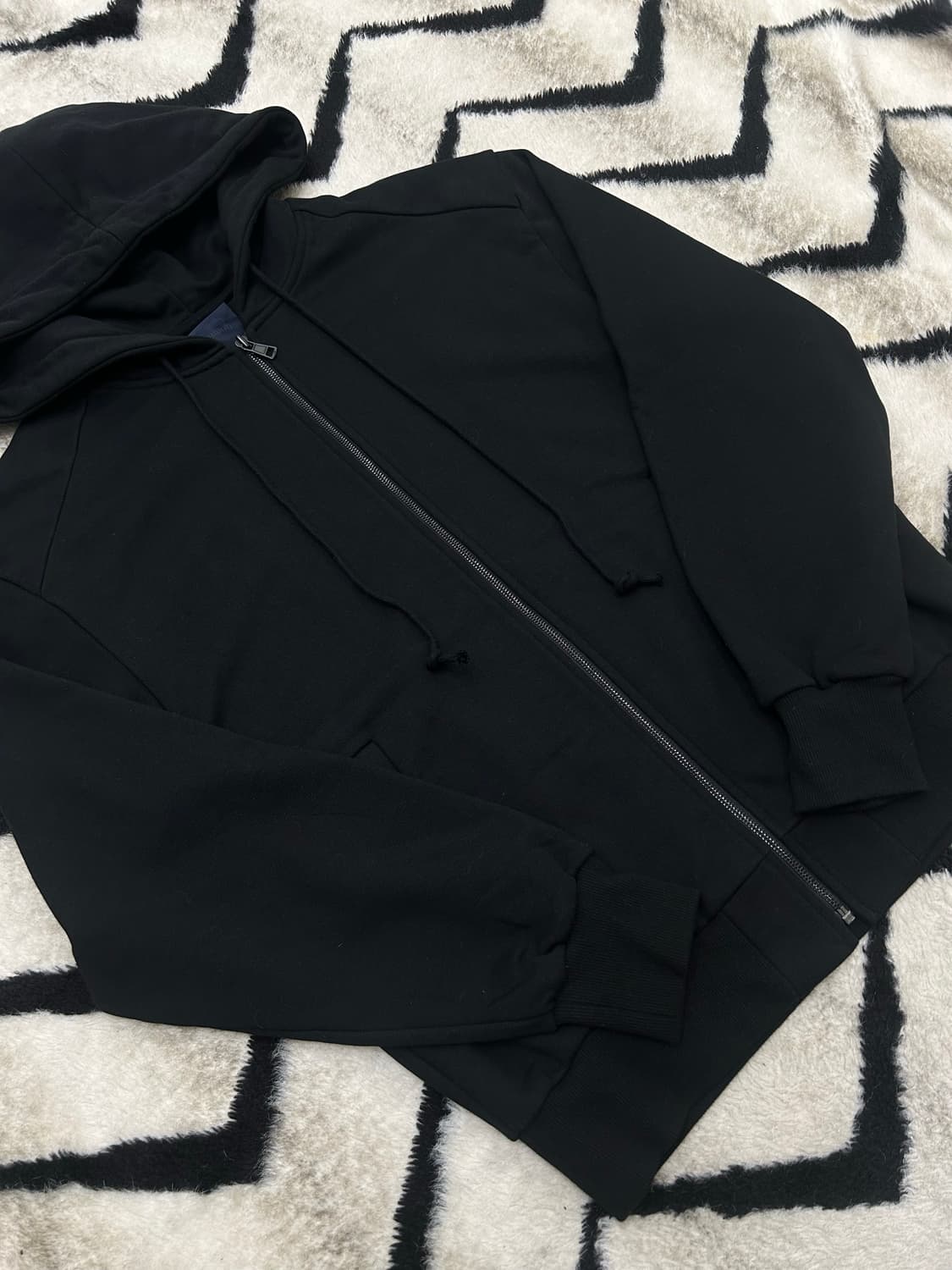 [44]준지 아카이브 프린팅 헤비웨이드 후드집업/블랙 상품이미지3