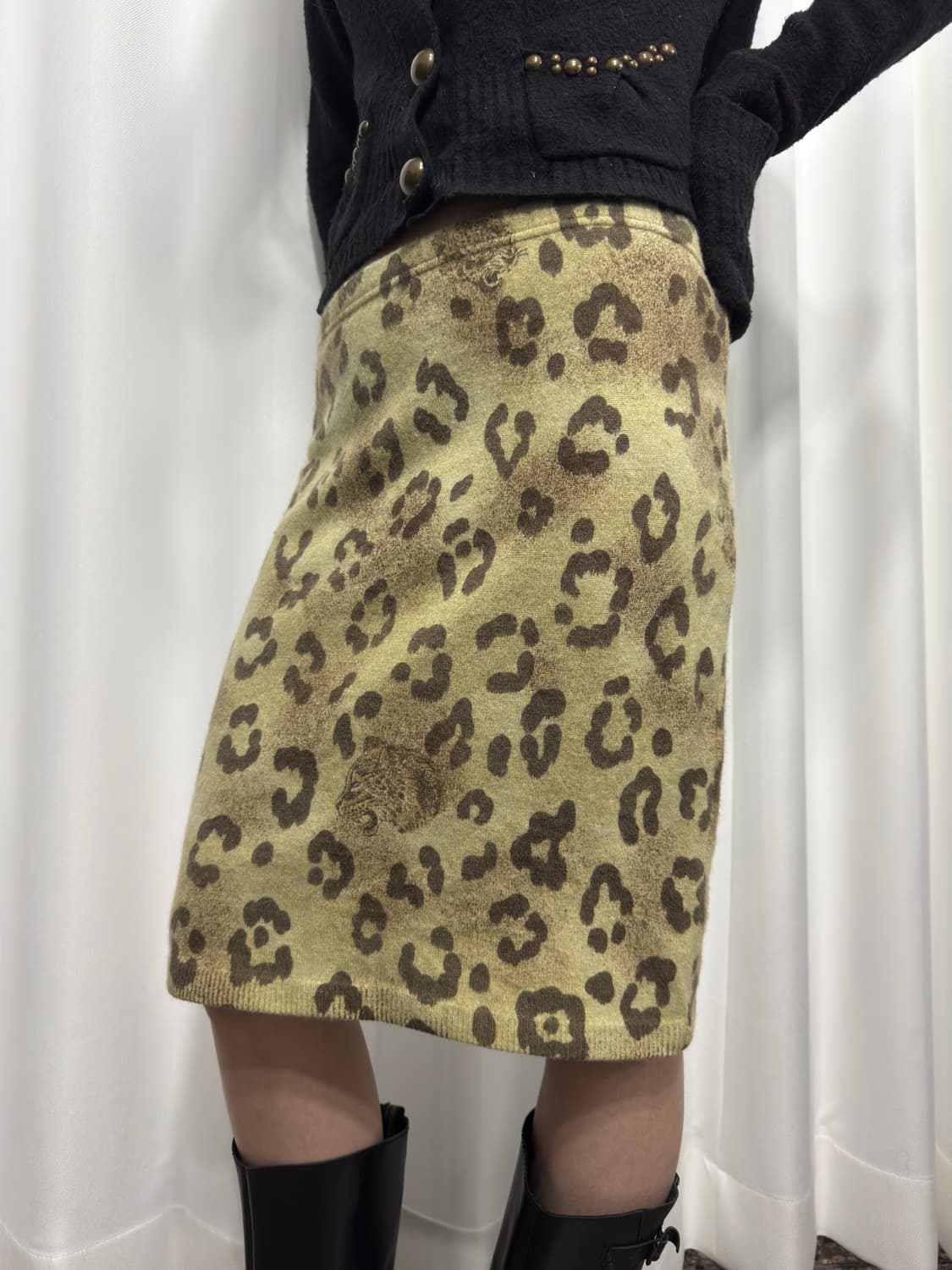 evex by krizia leopard knit skirt 상품이미지1
