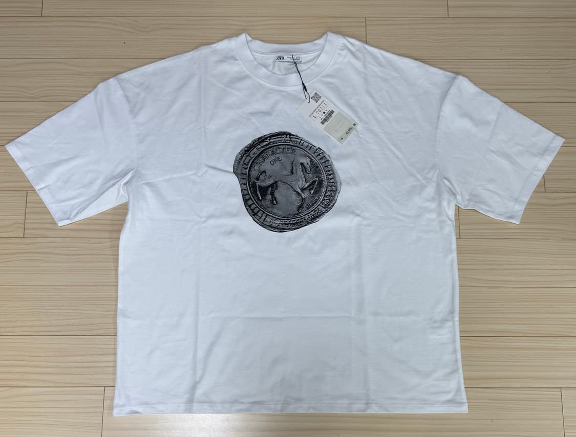 자라 코인 프린트 티셔츠 L 상품이미지1