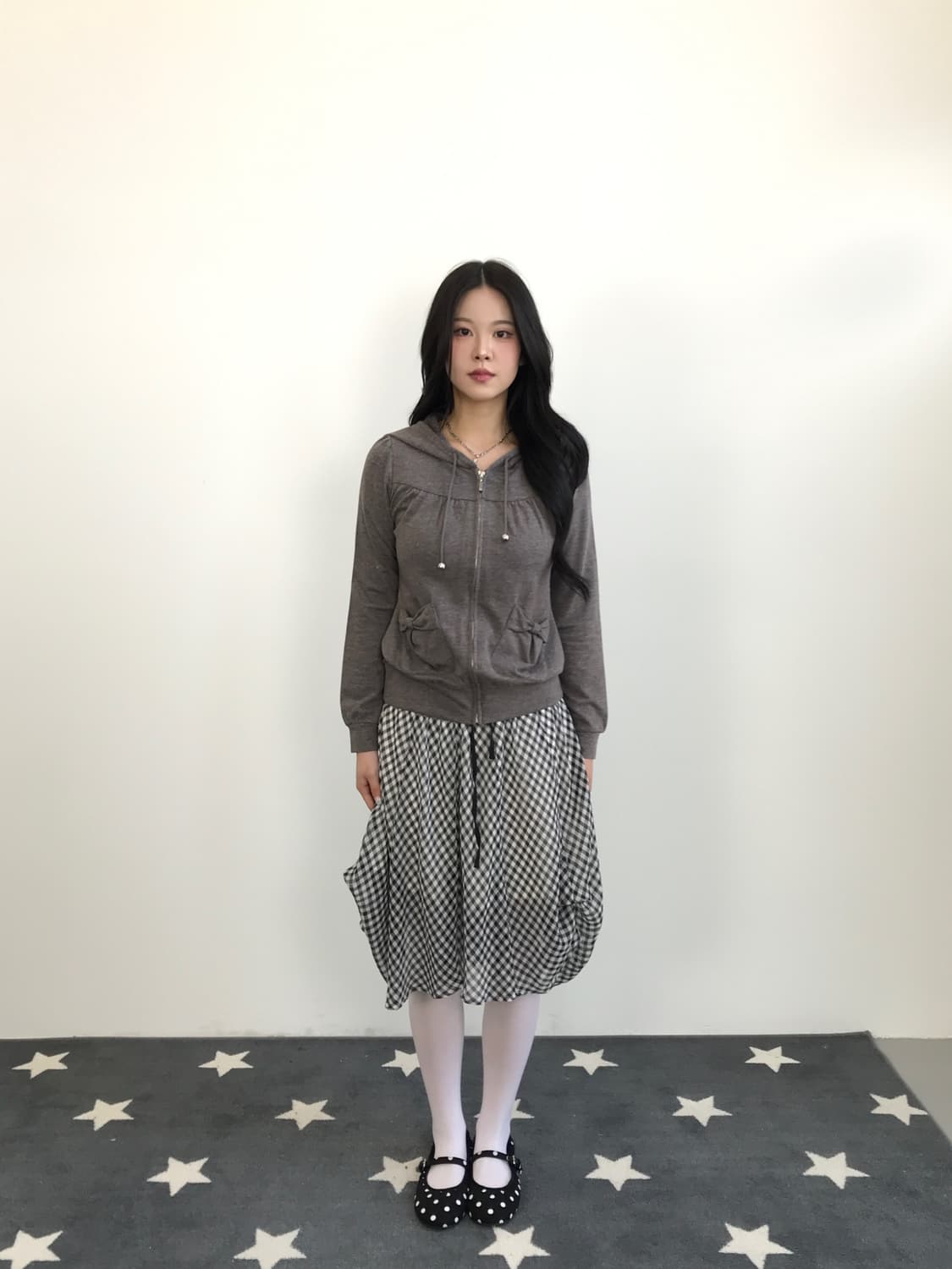 Jpn Brown Ribbon-Pocket Zip-Up Hoodie 상품이미지1