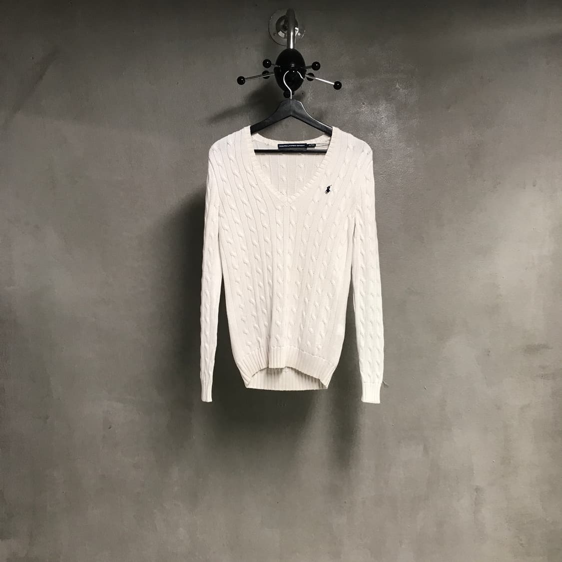 폴로 랄프로렌 브이넥 케이블 니트 화이트 S(W)  상품이미지1