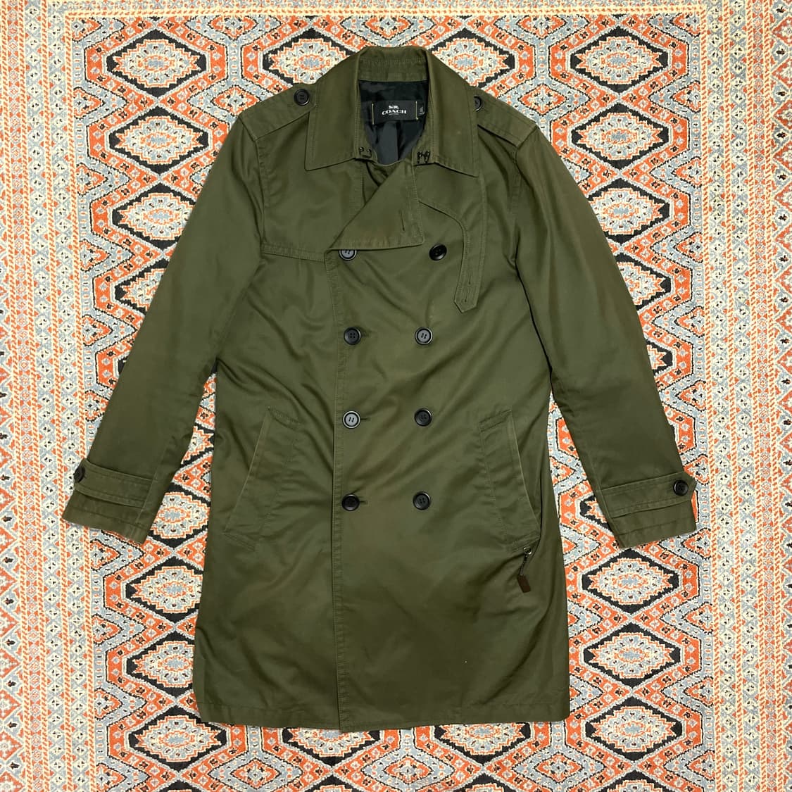 코치 카키 더블 트렌치코트 남성S 상품이미지1