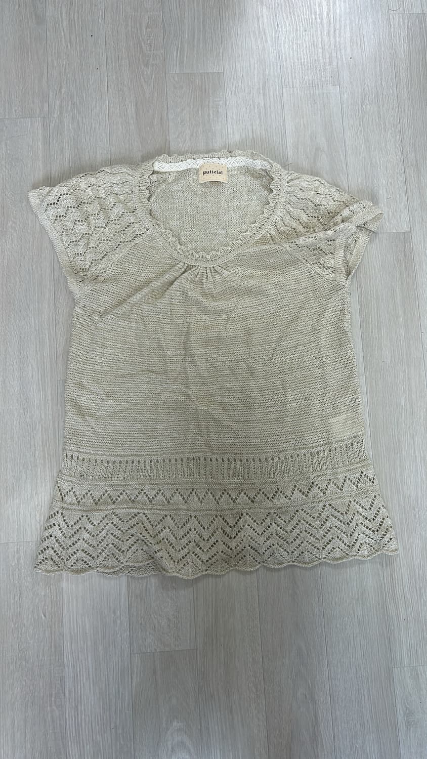 빈티지 크로셰 레이어드반팔니트 상품이미지1