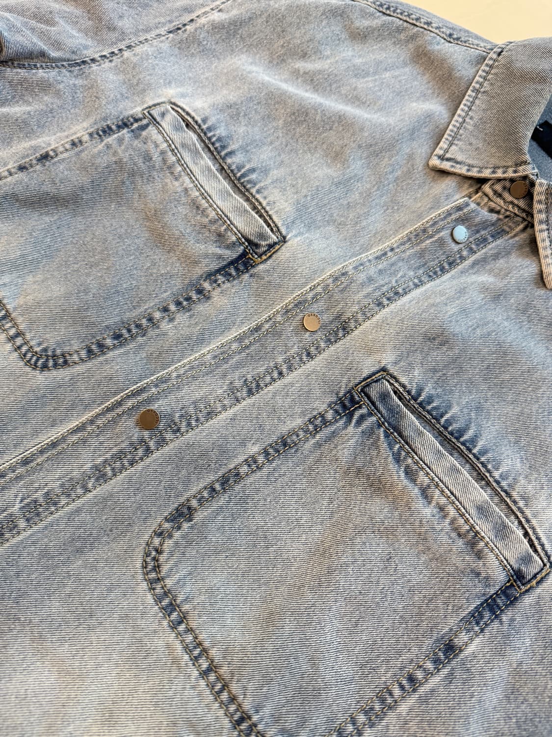 일꼬르소 세미오버핏 데님 반팔 셔츠 L(105-110) 상품이미지6