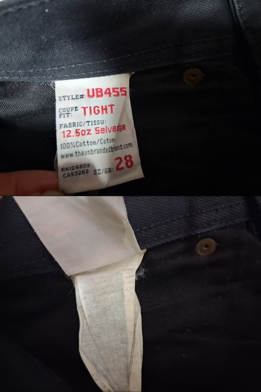 언브랜디드 UB455 블랙 셀비지 생지 데님팬츠
12.5oz  28인치 상품이미지9