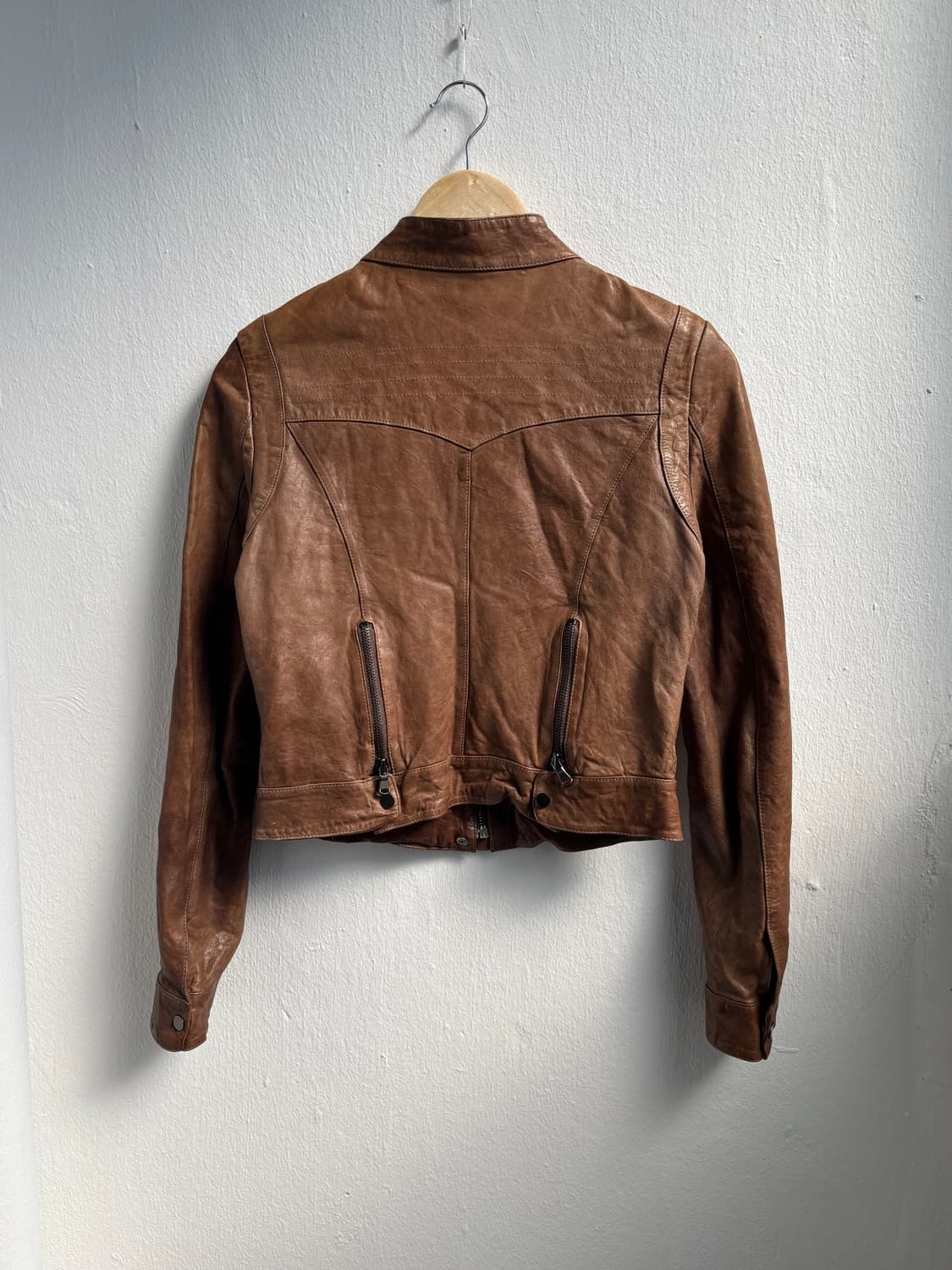 Vintage Brown Leather Jacket  상품이미지3