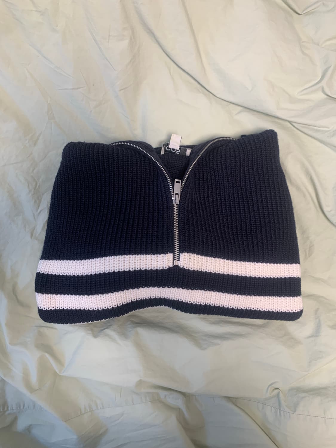 COS 코스 스트라이프 하프 니트 집업 S 상품이미지4