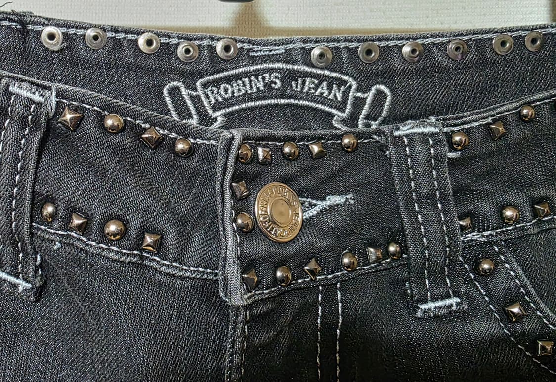 [S급/희귀] 로빈스진 실버 윙 스터드 로우라이즈 데님 (은사 자수) 상품이미지7