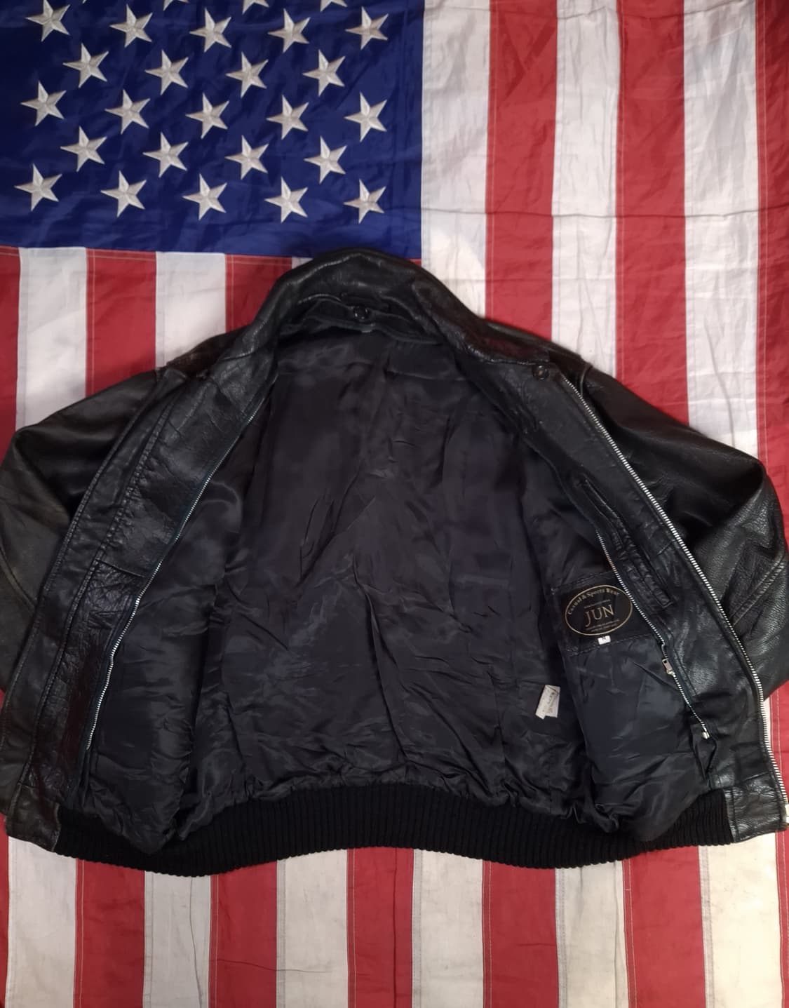 오리지날 90's 일본판 준 JUN 리얼레더 항공자켓 상품이미지8