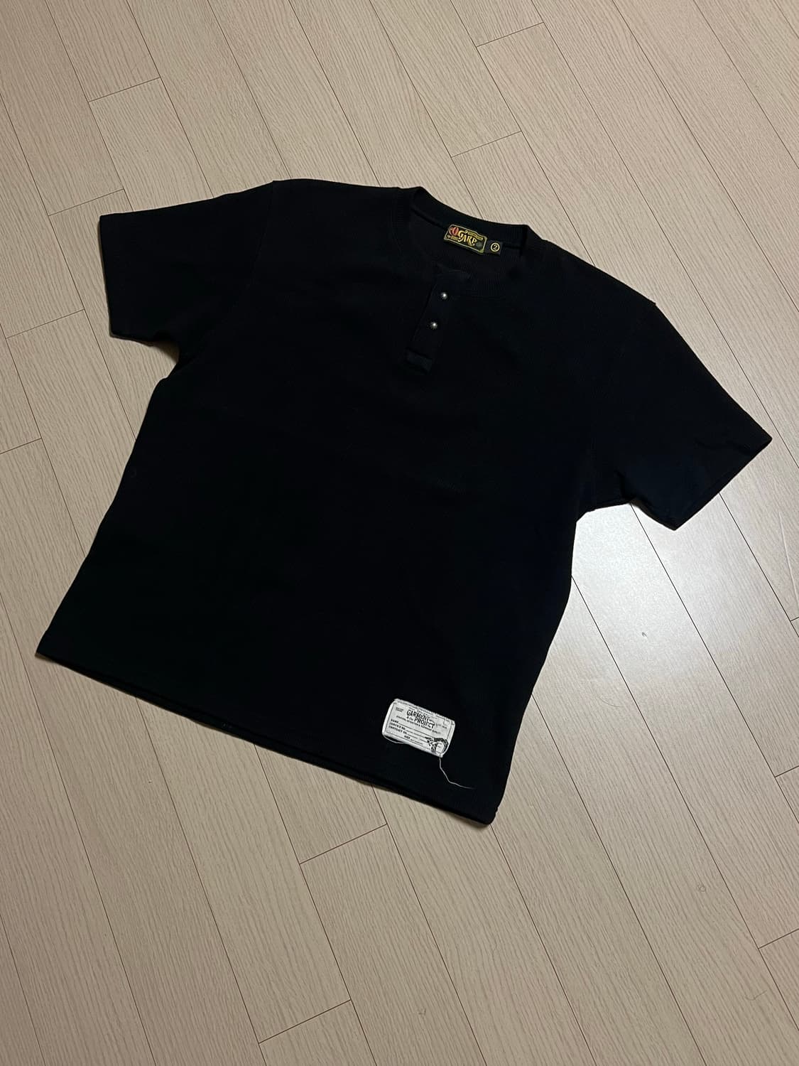 오가프 와플 헨리넥 반팔 블랙 상품이미지2