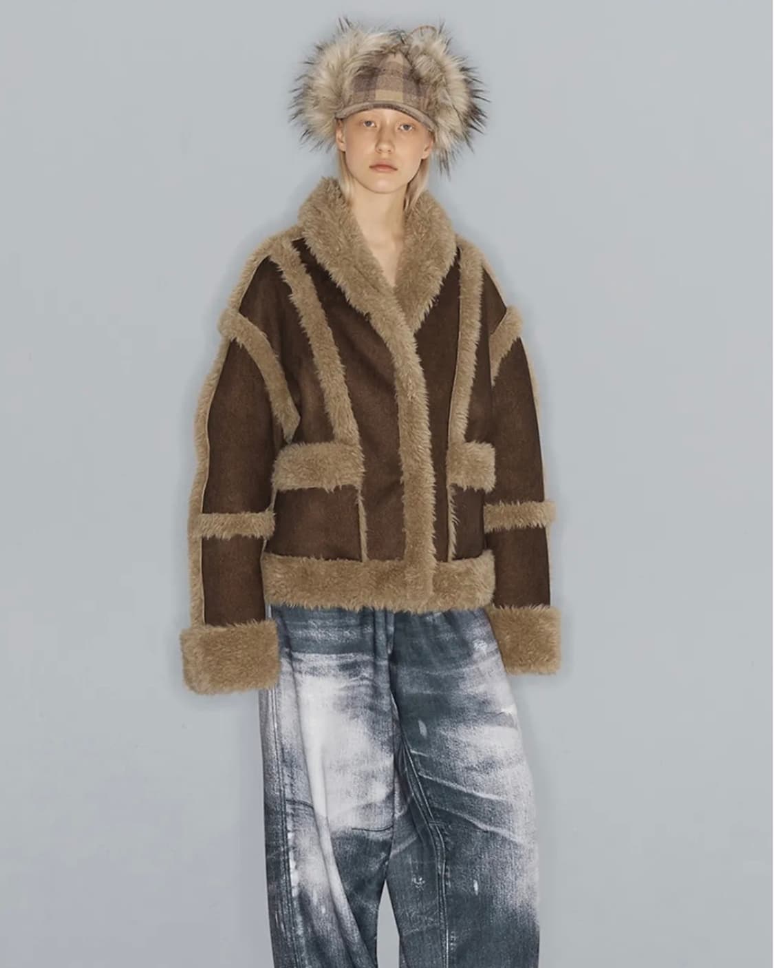 오픈와이와이 자켓 PANELED FAUX-SHEARLING JACKER 상품이미지3