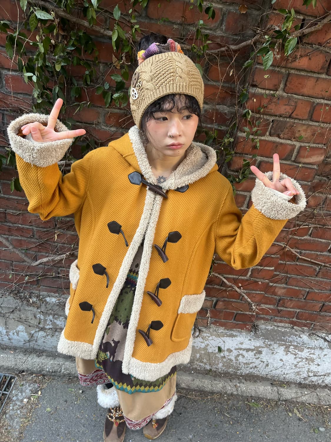 일본무드 더플 후드 코트 상품이미지2