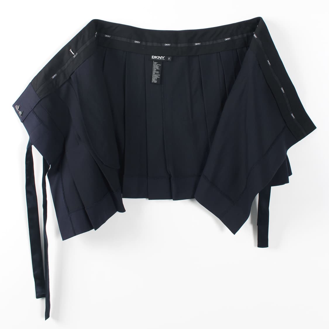 DKNY 써머 울 실크 리본 플리츠 랩 네이비 미니 스커트 상품이미지9