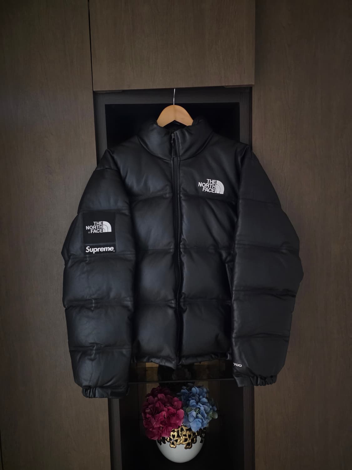 [M] 슈프림 노스페이스 레더 눕시 패딩 블랙 상품이미지1