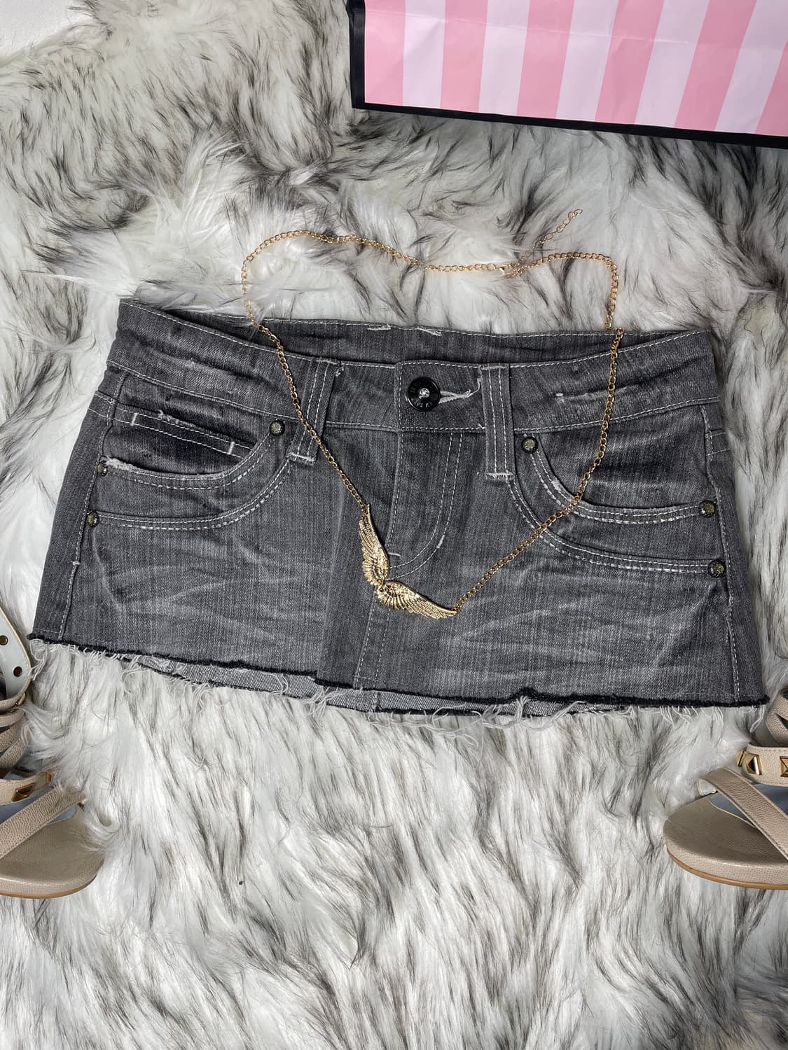 빈티지 그레이 데님 로우라이즈 스커트 상품이미지2