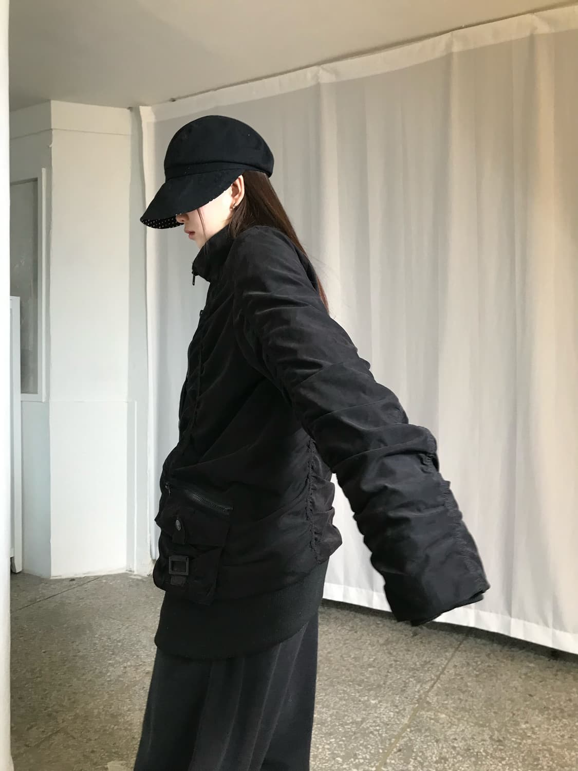 빈티지 블랙 퀄티드 아우터 상품이미지4