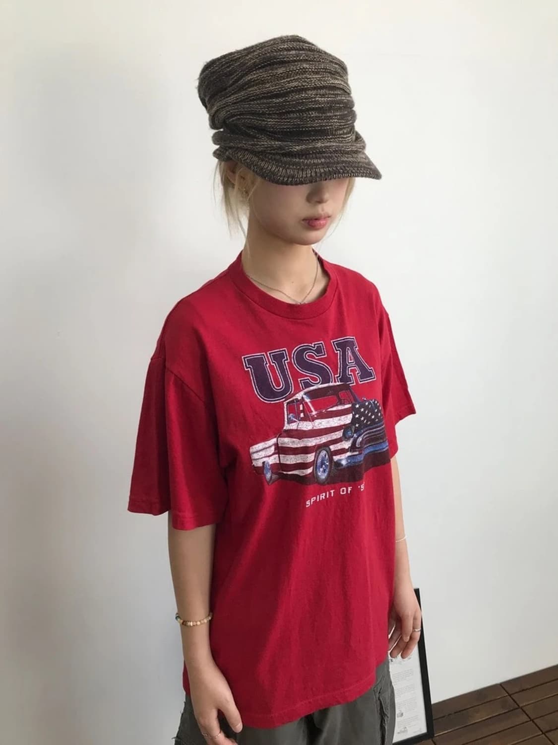 Vintage USA Flag 57 Truck Graphic Tee 상품이미지2