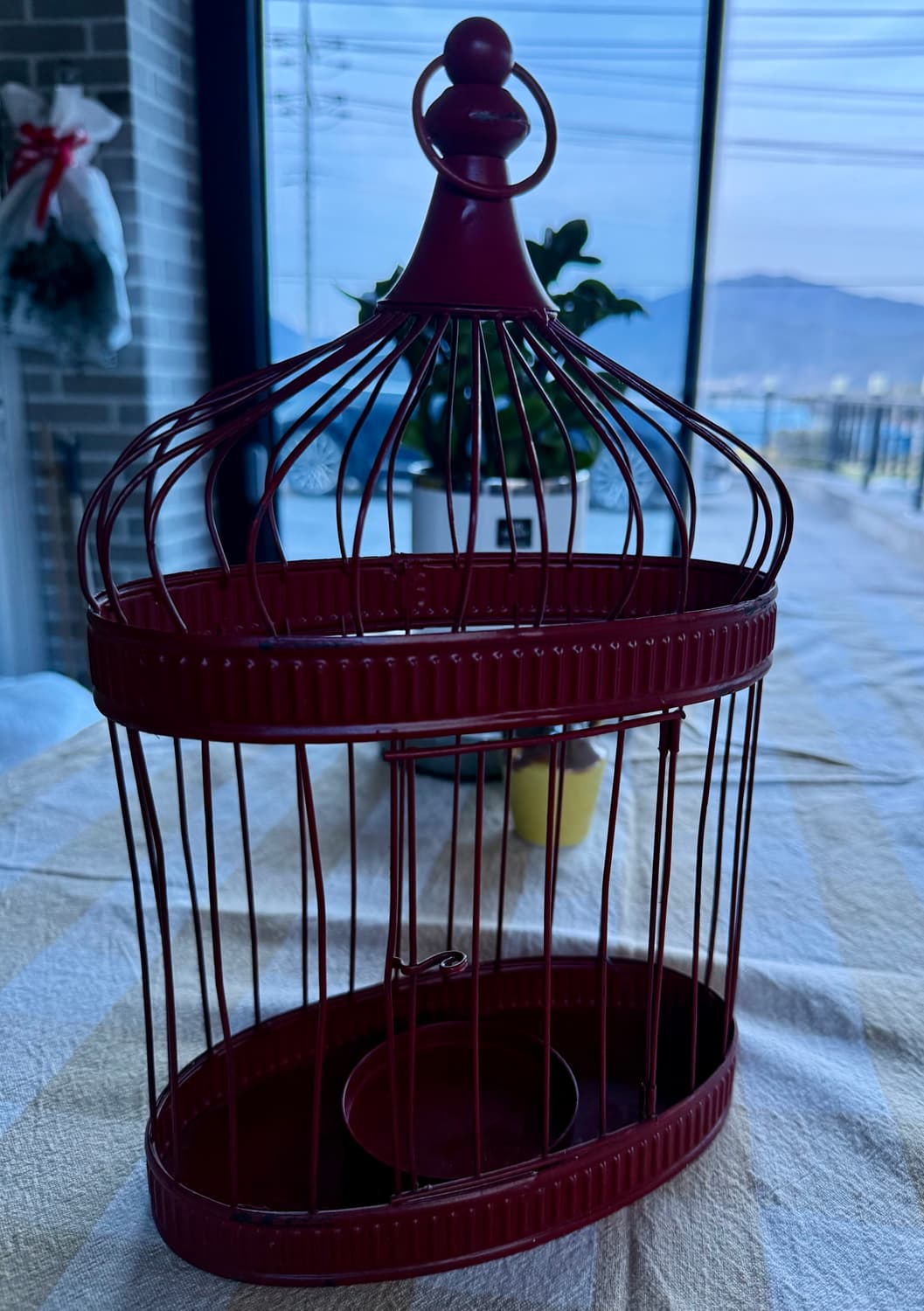 빈티지 레드 철제 새장 인테리어 소품 / 캔들 플라워 케이지 상품이미지2