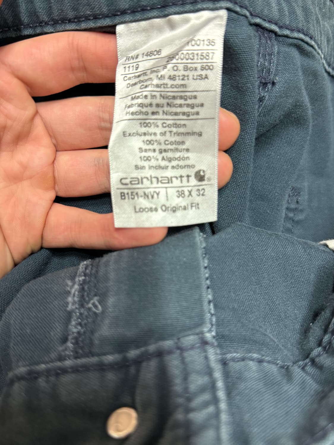 38)칼하트 싱글니 카펜터 B151 NVY 네이비 더블니 상품이미지4