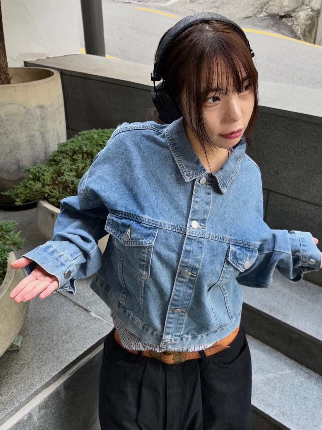 *Pre order [unisex] 시티 워크 빈티지 세미크롭 청자켓 상품이미지4