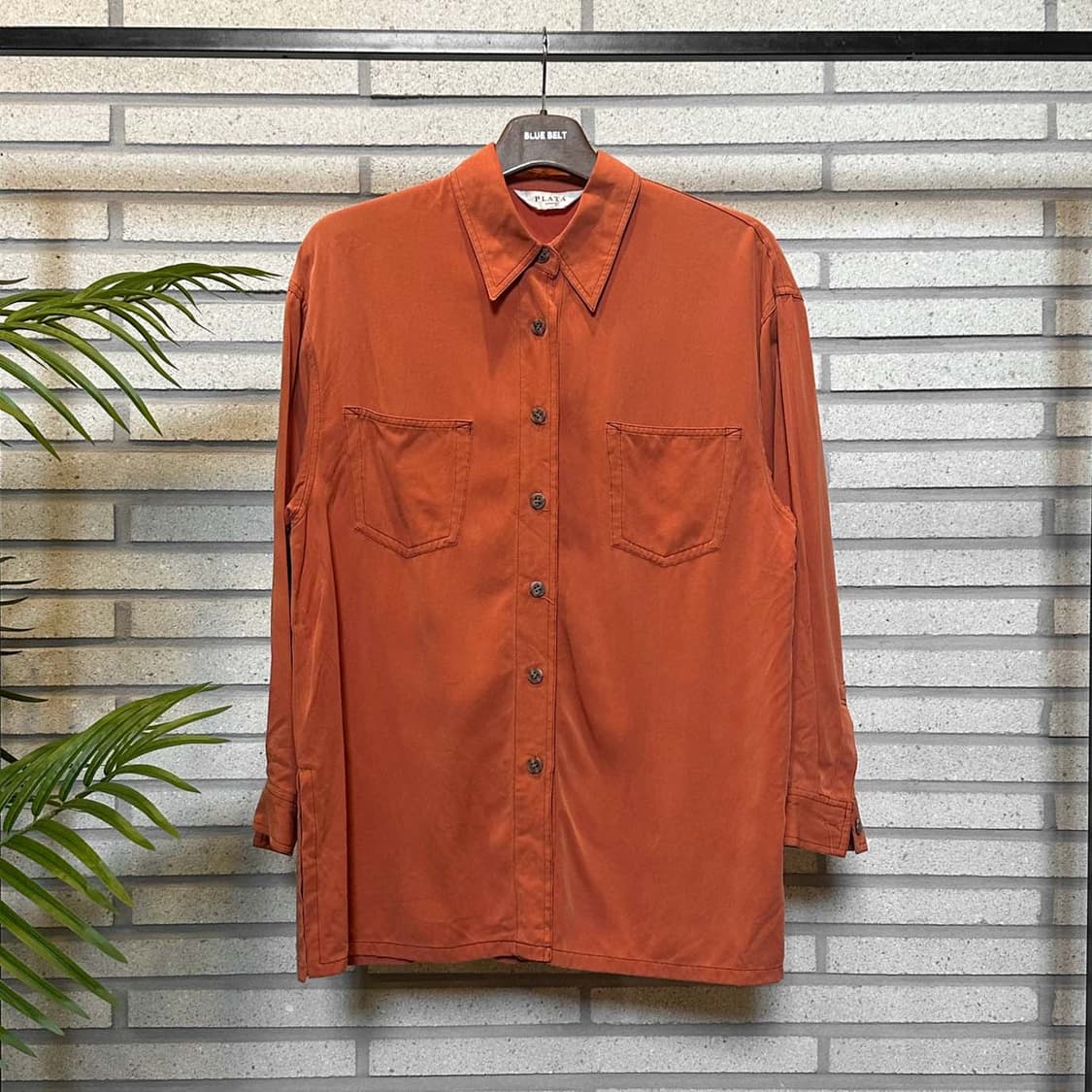 JPN VINTAGE 긴팔 셔츠 투포켓 스티치 디테일 브릭 오렌지 상품이미지2