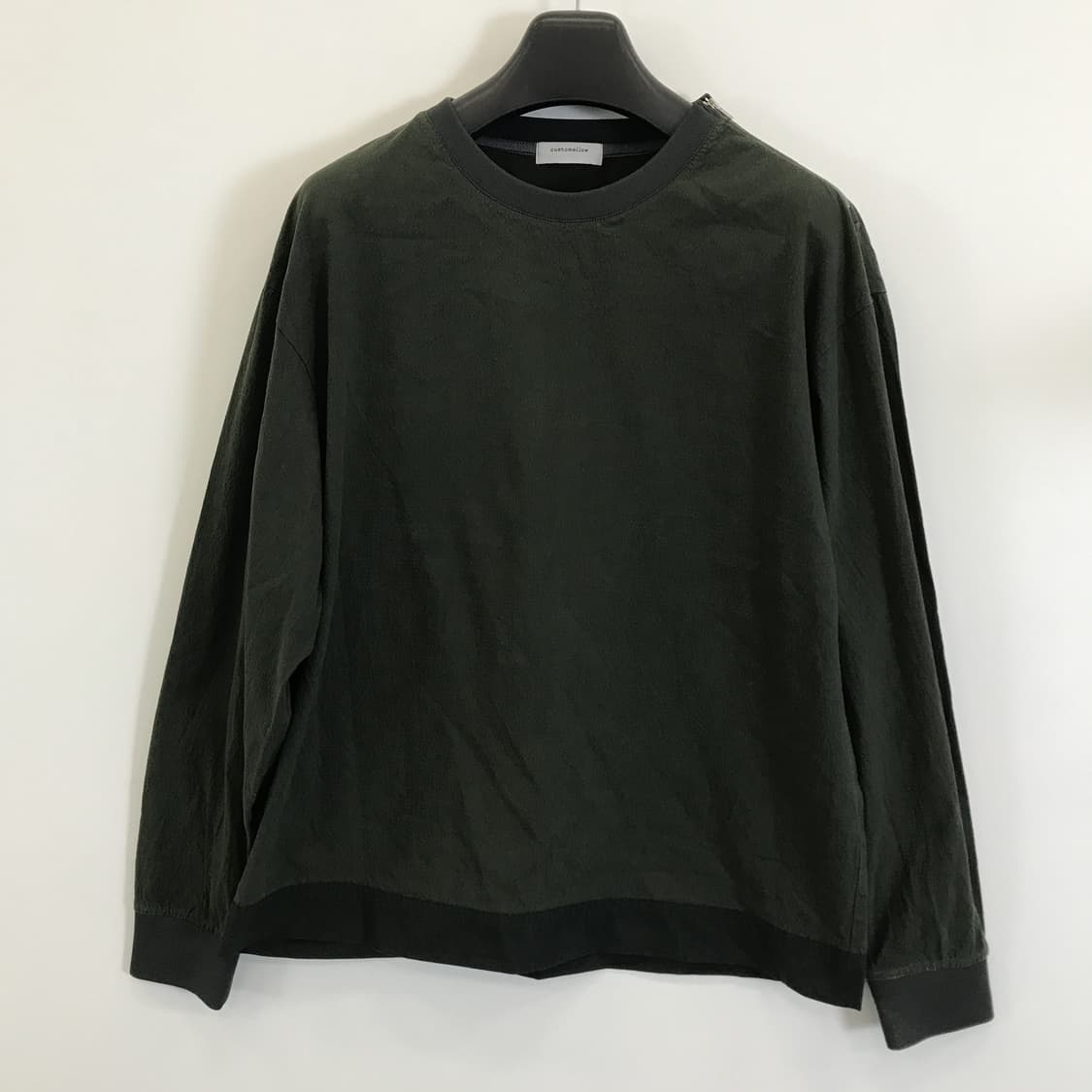 커스텀멜로우 우븐 나일론 맨투맨 카키[105] 상품이미지1