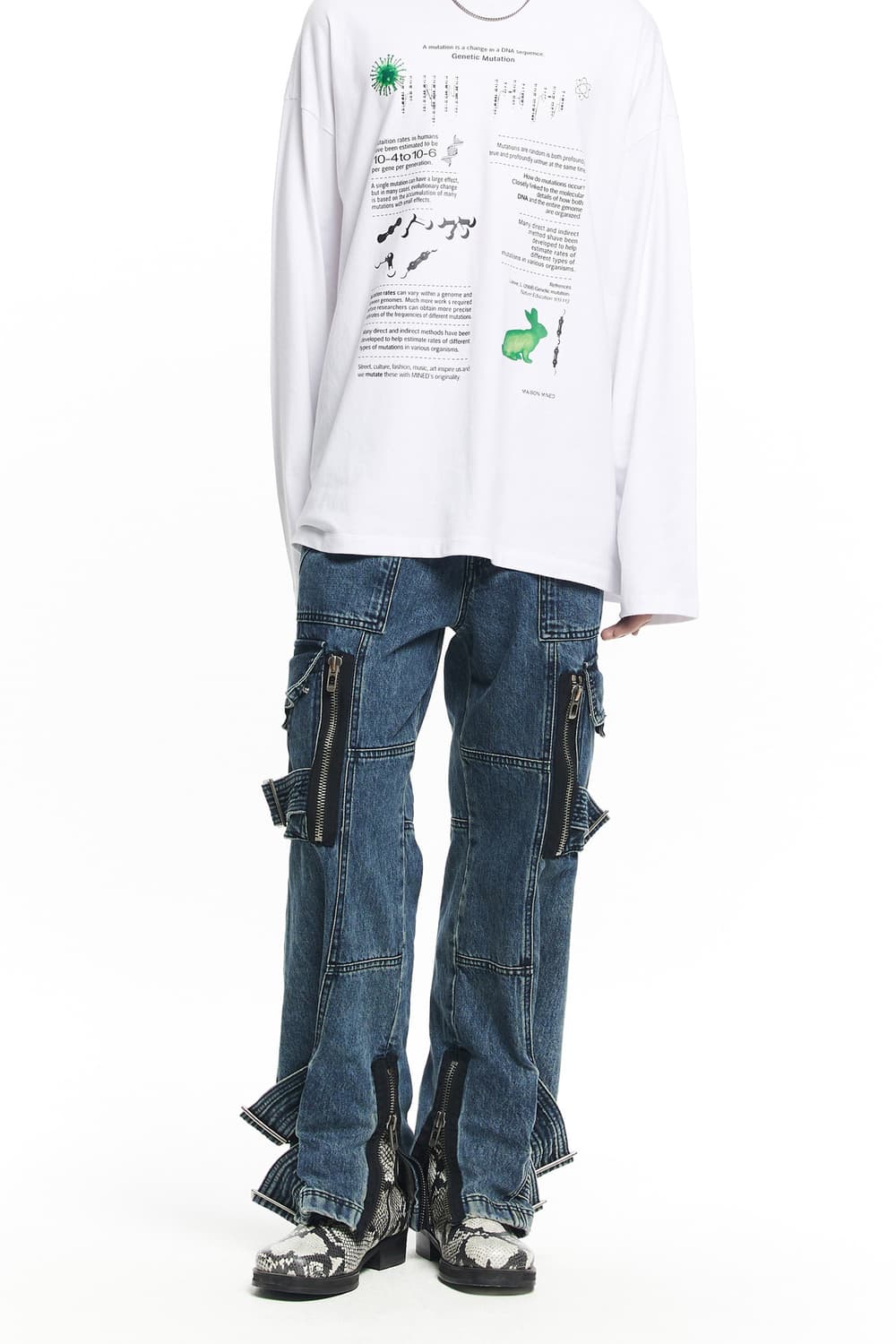 메종 미네드 익스클루시브 디벌스 제너레이트 카펜터 와이드 데님 팬츠 상품이미지5