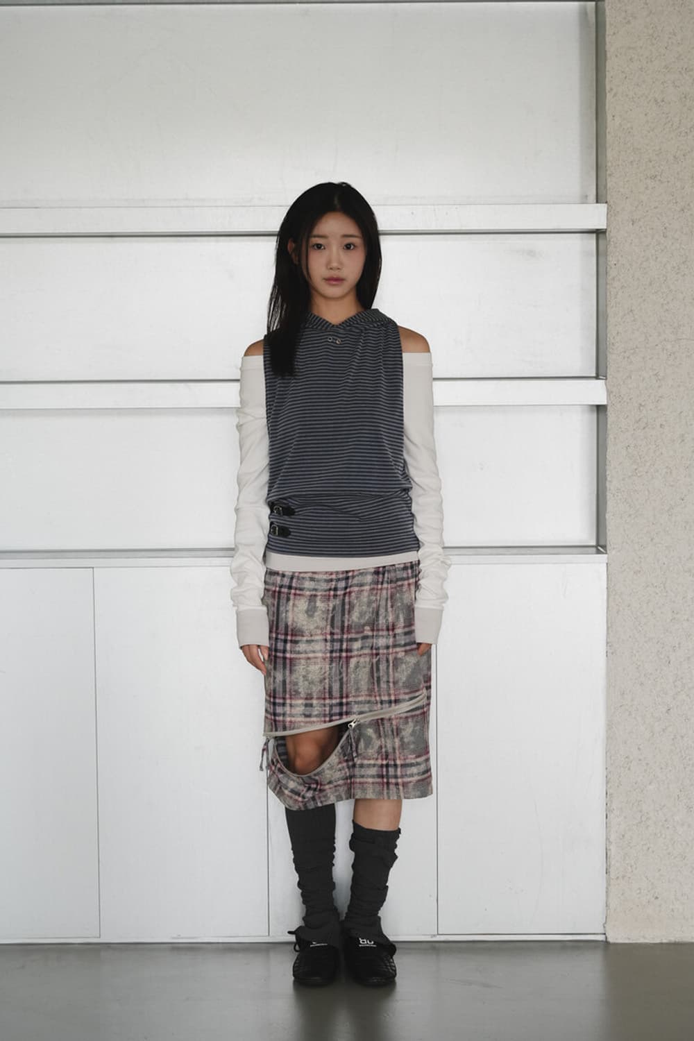 인앤양인하모니 slit skirt,check 상품이미지1