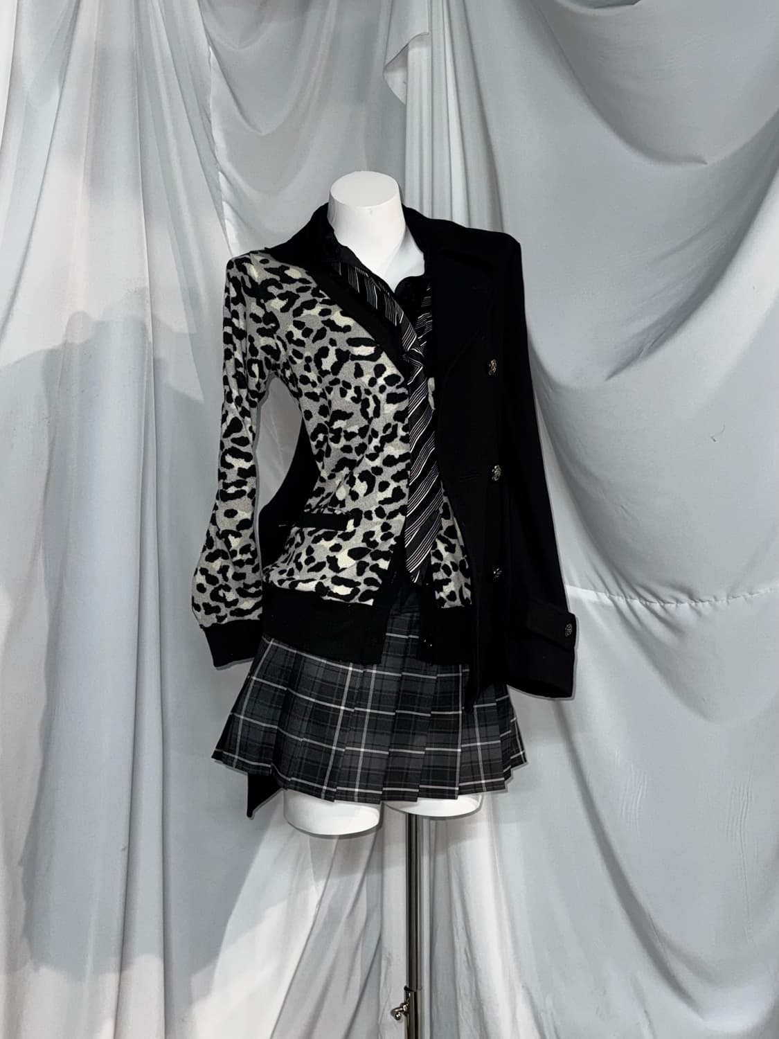 무채색 레오파드 갸루 데일리 블랙 공겜여주깔 코디세트 상품이미지8