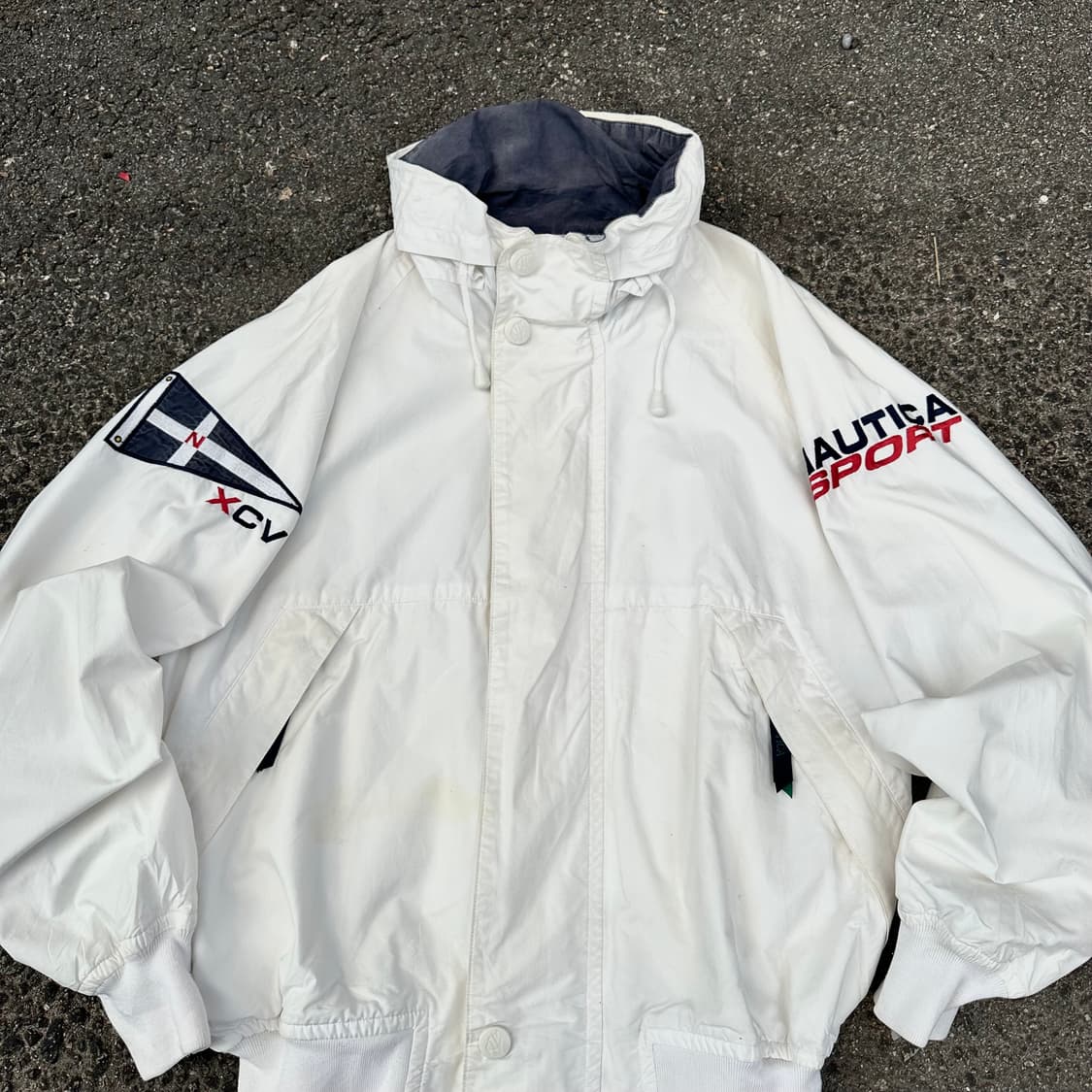 90s 노티카 화이트 올드스쿨 자수 레이싱 자켓 바람막이 트랙자켓 L 상품이미지2