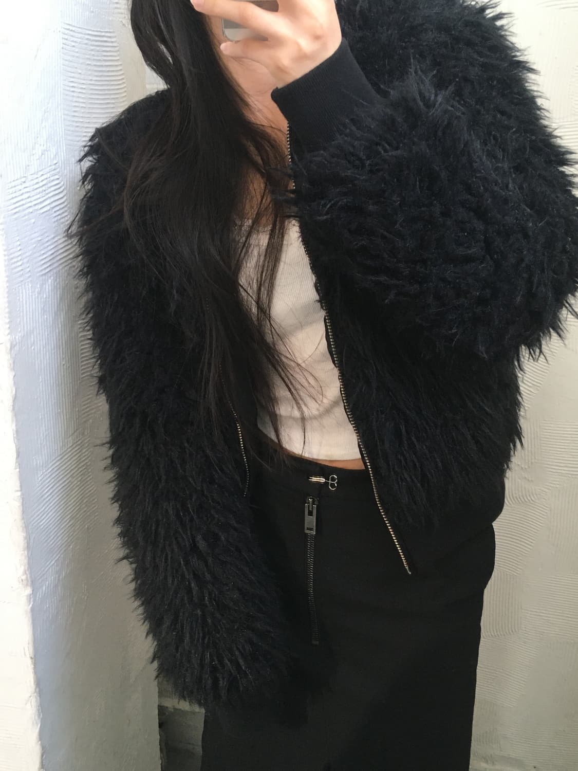 Love Moschino 러브 모스키노 블랙 인조 퍼 봄버 자켓 상품이미지2