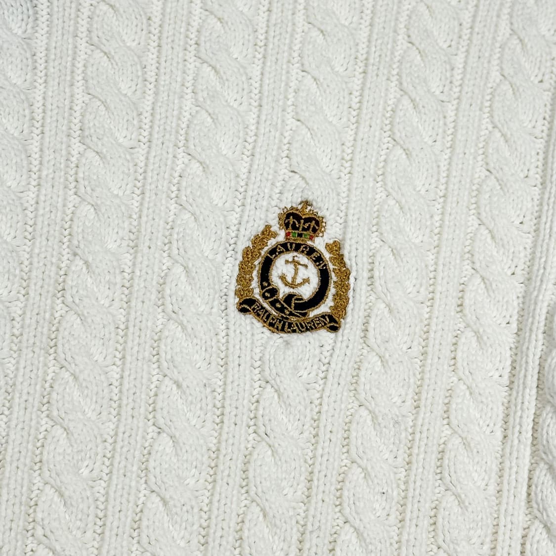 폴로 랄프로렌 클래식 자수로고 케이블니트 화이트 여성L 상품이미지3