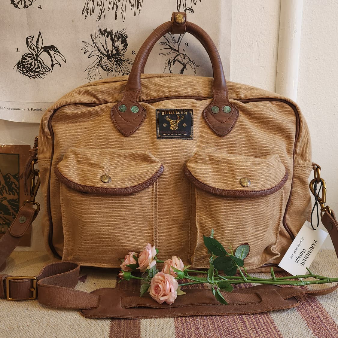 더블알엘 브리프 케이스 캔버스 레더 메신져백 상품이미지1