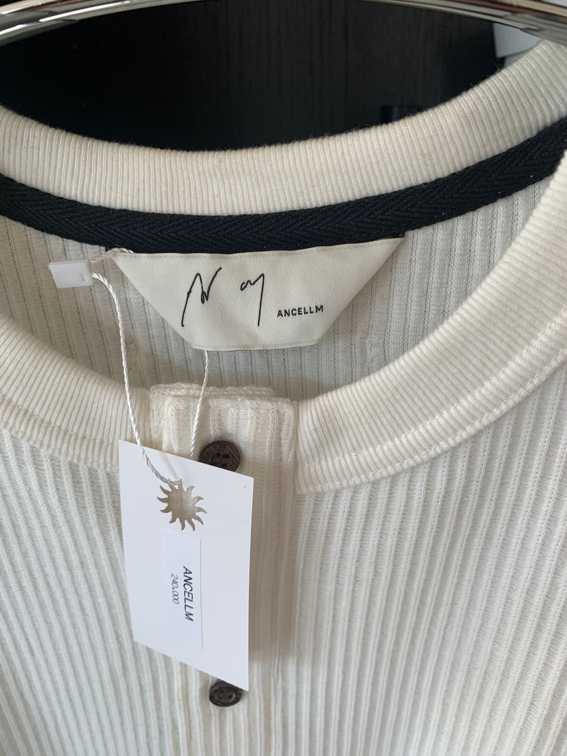 Ancellm 안셀름 오버사이즈 헨리 레일니트 슬리브 상품이미지6
