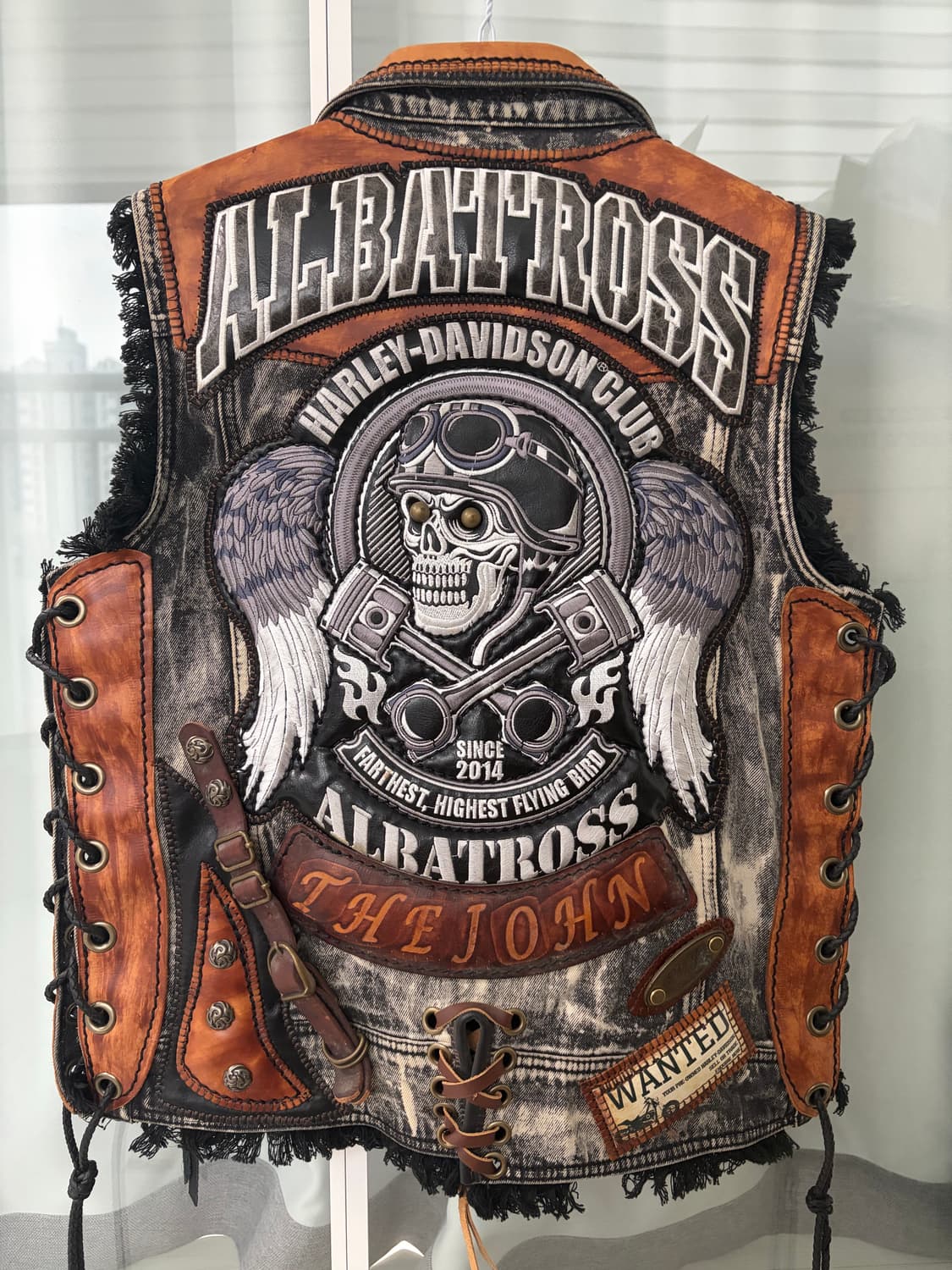 커스텀 바이크 가죽 패치 조끼 XL사이즈 상품이미지4