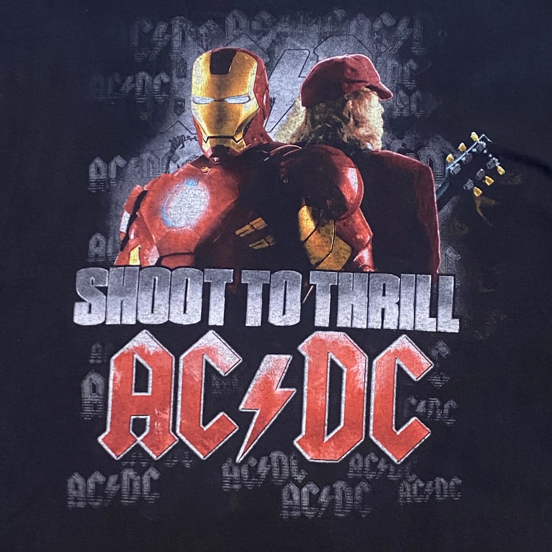 레어) 미국 빈티지 AC/DC 아이언맨 마블 콜라보 티셔츠 반팔티 상품이미지3